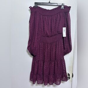 NWT Premier Amour Women's Glitter Dot Fit & Flare Dress Wine Red Size 8